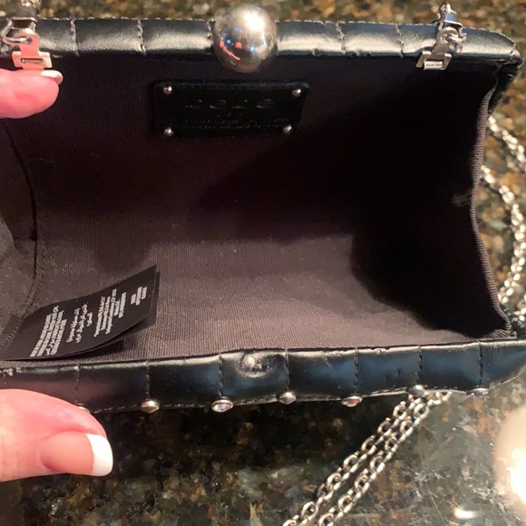 Ladies BEBE MiniClutch w/metal studs and rhinestones - Picture 4 of 5